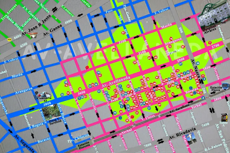 Mapa de Avenida Avellaneda en Flores, Buenos Aires - Qué Subte me deja en Av Avellaneda mapa de avenida avellaneda flores - Qué Subte me deja en Av Avellaneda